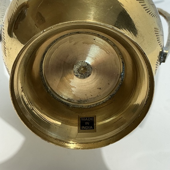 Brass Aftaba Arabian Pitcher Engraved Collectible Lidded Teapot VTG 1970s India - Picture 14 of 16